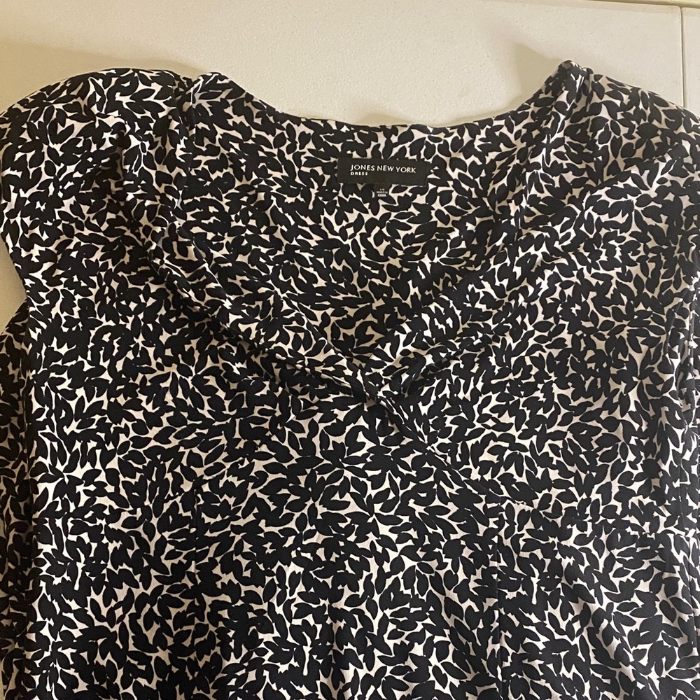 Jones New York Abstract Black and White Dress Sz 14